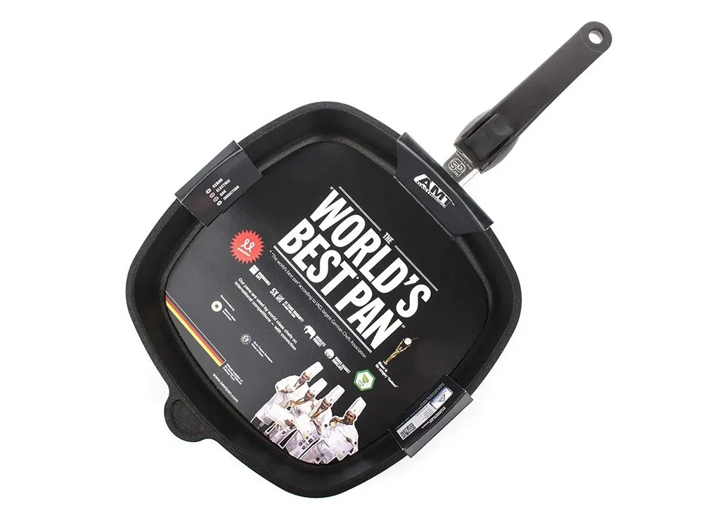 Tigaie-grill AMT Gastroguss AMT-E285BBQ-E, 1,9L, 28cm, Negru