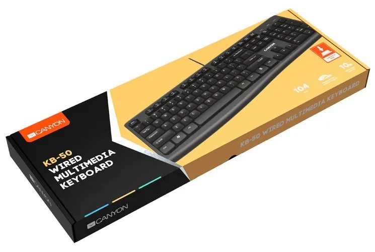 Tastatură Canyon KB-50, Cu fir, Negru