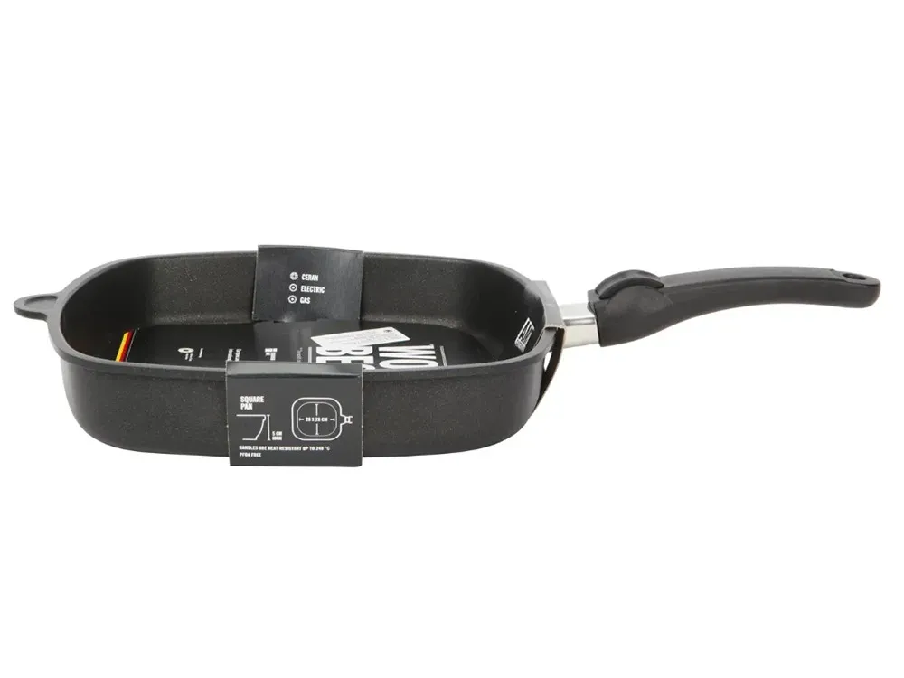 Tigaie-grill AMT Gastroguss AMT-E285BBQ-E, 1,9L, 28cm, Negru