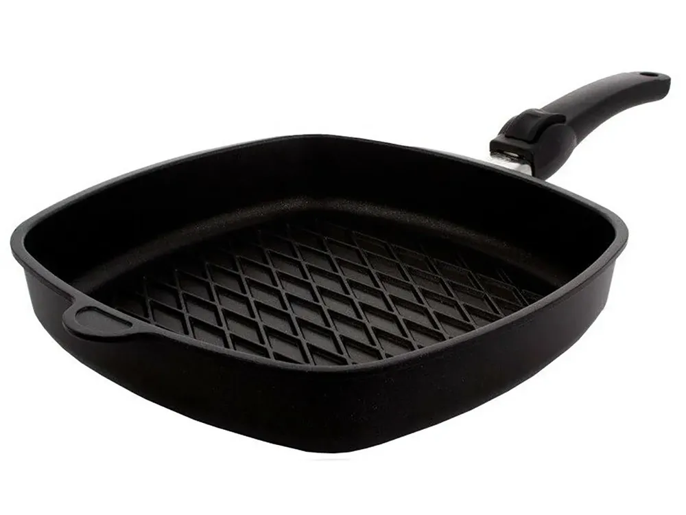 Tigaie-grill AMT Gastroguss AMT-E285BBQ-E, 1,9L, 28cm, Negru