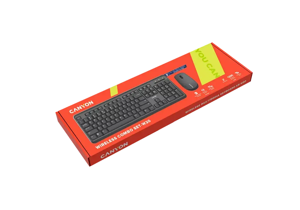Set Tastatură + Mouse Canyon W20, Fără fir, Negru