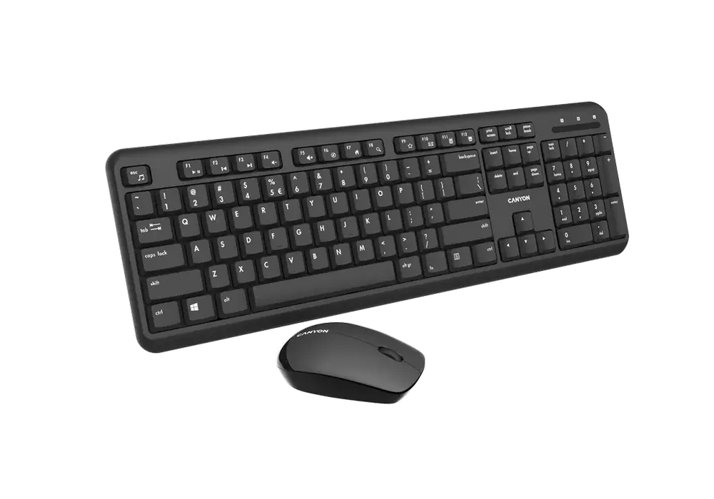 Set Tastatură + Mouse Canyon W20, Fără fir, Negru