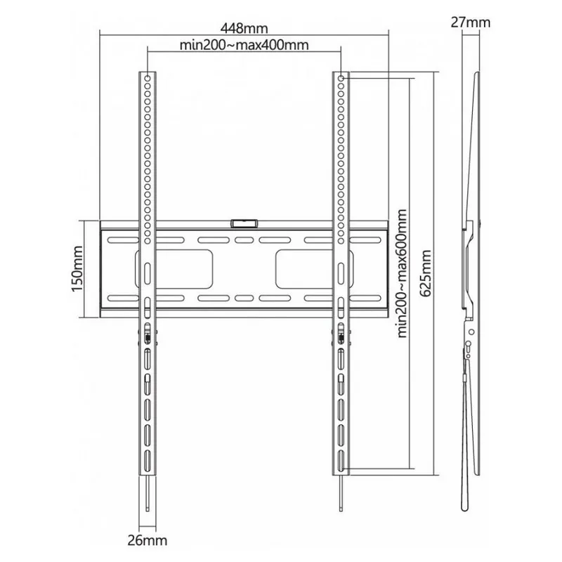 Suport fixat pe perete Reflecta Plano Portrait 70-4060, Negru