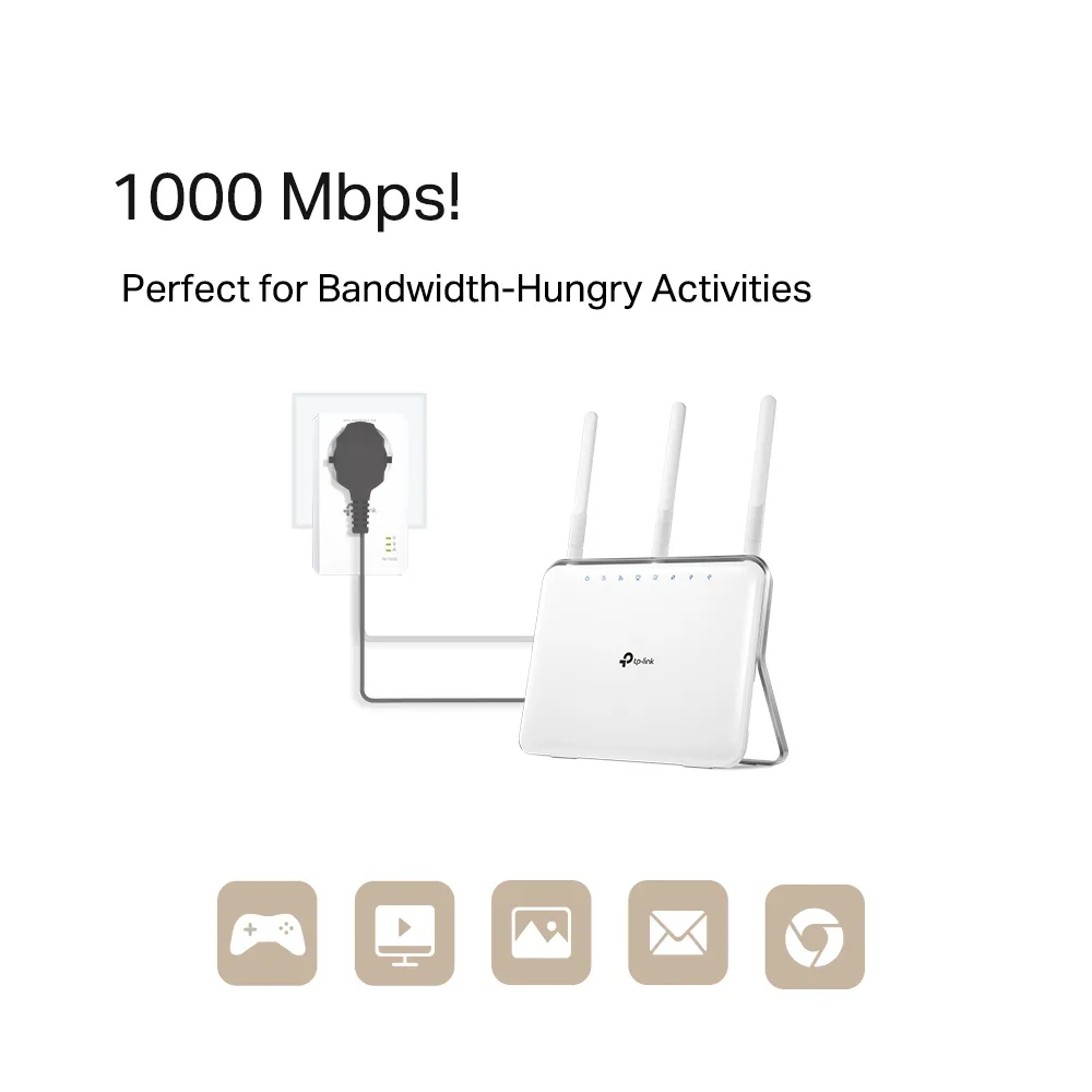 Powerline Adapter  TP-LINK TL-PA7017P KIT, AV1000, 1000 Mbps, Alb