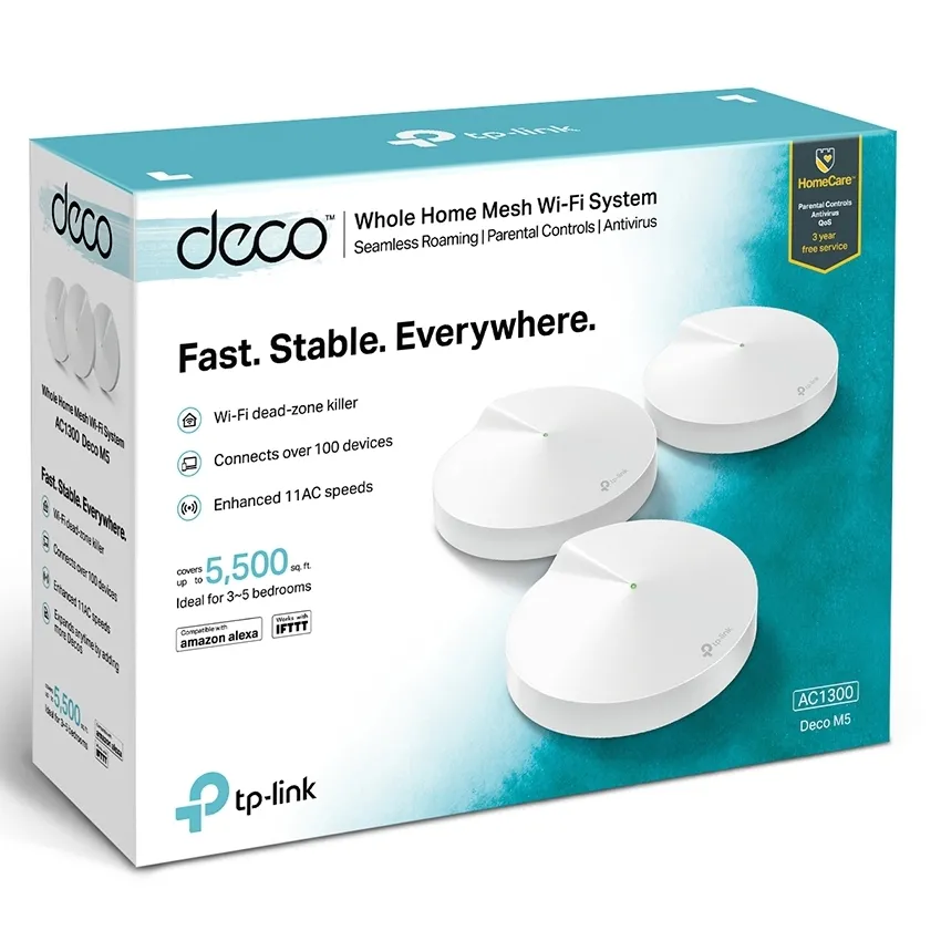 Sistem Wi-Fi Mesh TP-LINK Deco M5 (3-Pack), Alb