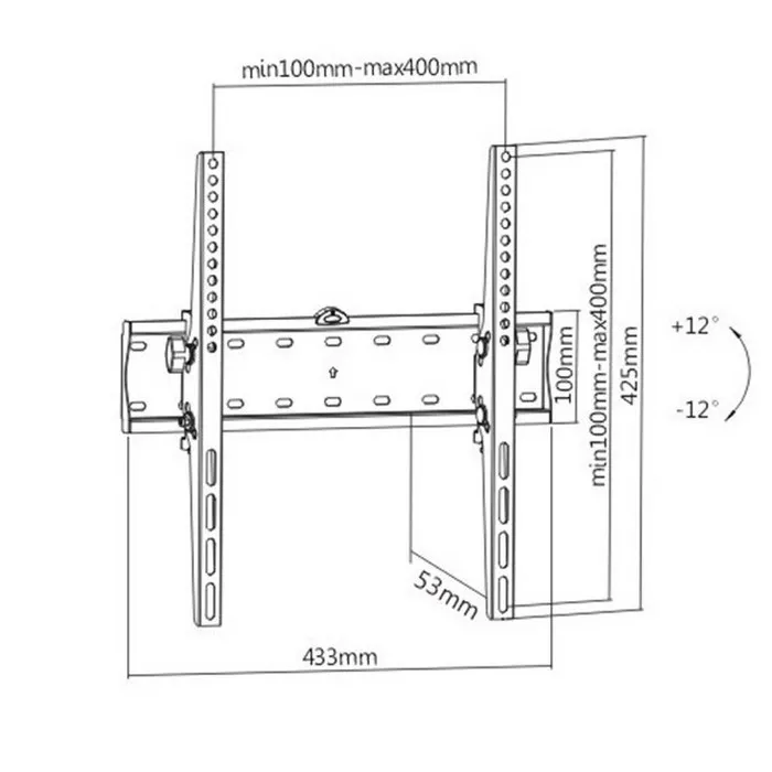 Suport înclinat pe perete Gembird WM-55T-02, Negru