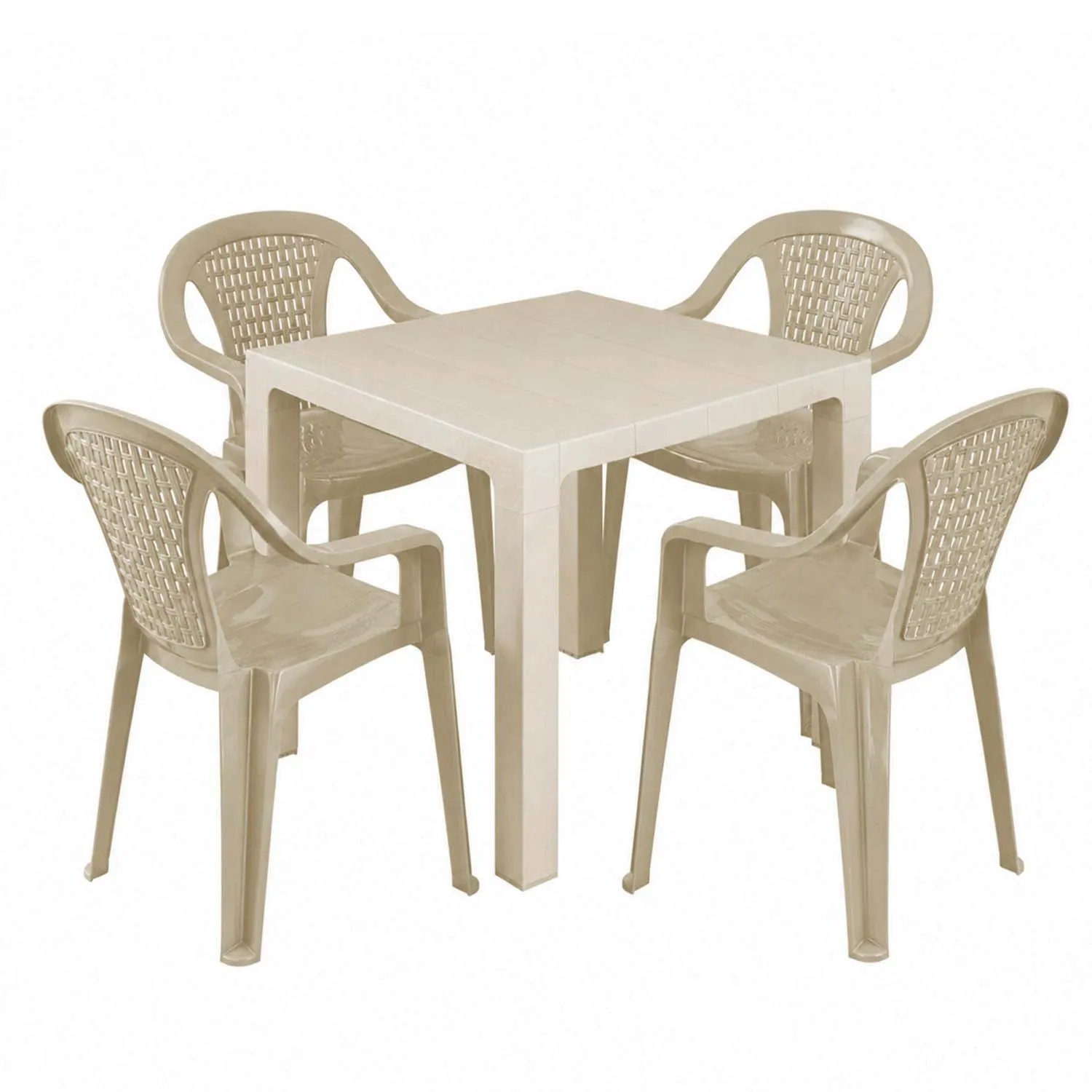 TikTok Masa plastic Orfeo 80 Sanja (Bej) + 4 scaune Valelrija (capucino-bej) 7004CB