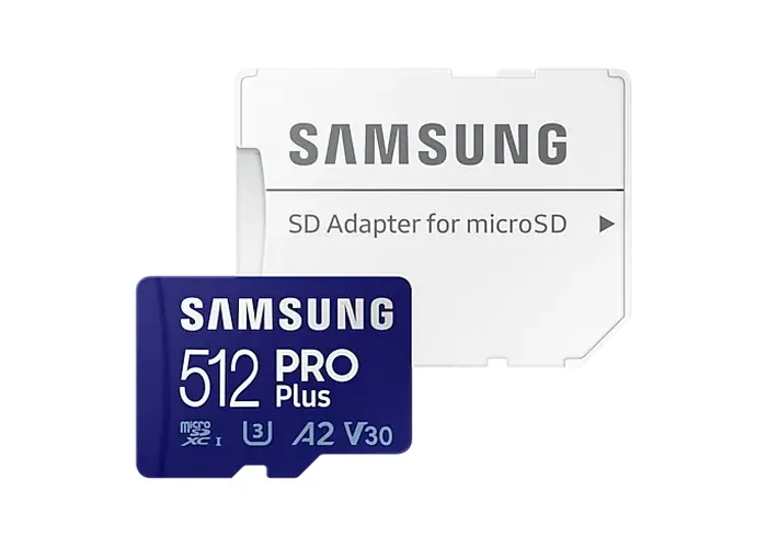 512GB MicroSD (Class 10) UHS-I (U3) +SD adapter, Samsung PRO Plus 