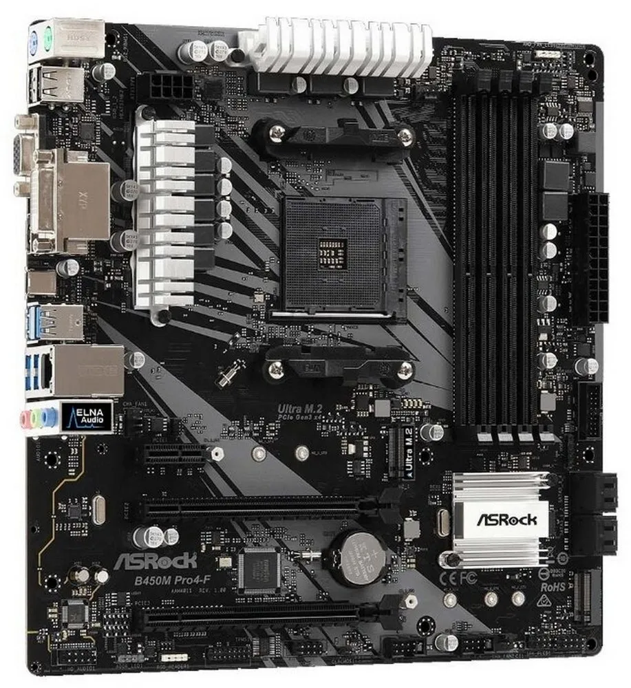 Placă de bază ASRock B450M PRO4-F, AM4, AMD B450, Micro-ATX