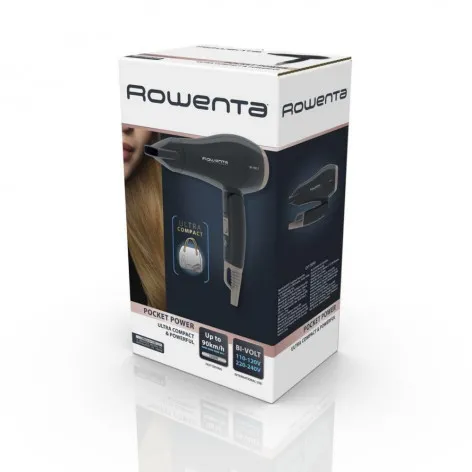 Uscător de păr Rowenta Pocket Power CV1720F0, 1200 W, Negru