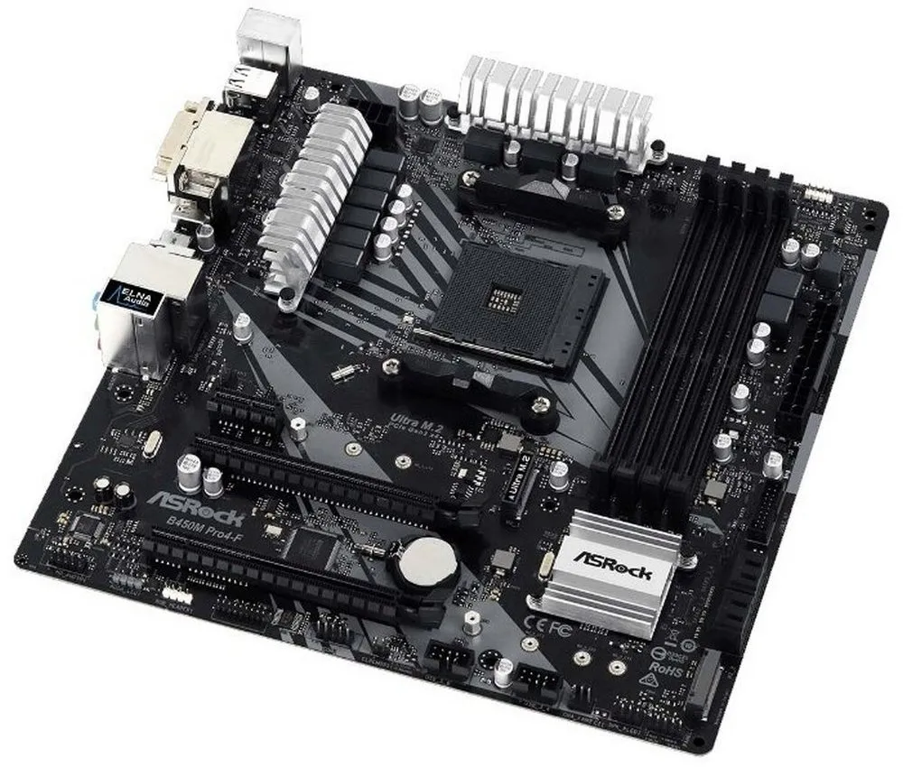 Placă de bază ASRock B450M PRO4-F, AM4, AMD B450, Micro-ATX