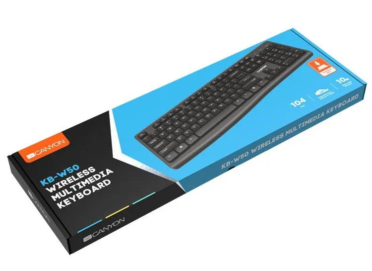 Tastatură Canyon KB-W50, Fără fir, Negru