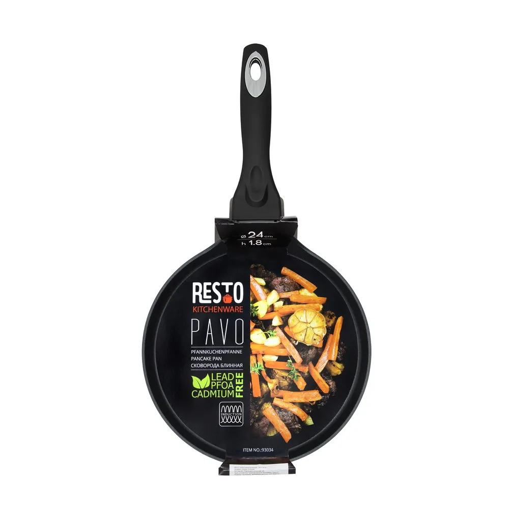 Tigaie pentru clătite RESTO 93034, 24cm, Negru