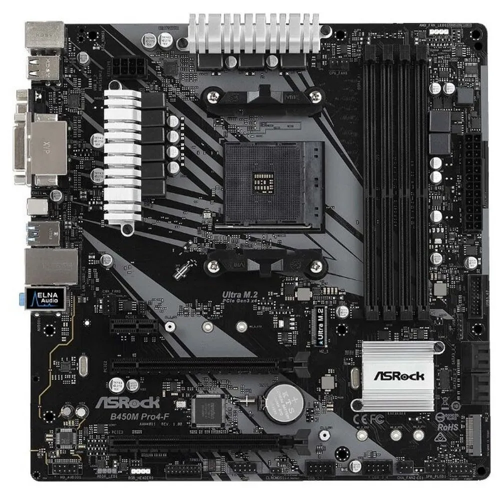 Placă de bază ASRock B450M PRO4-F, AM4, AMD B450, Micro-ATX