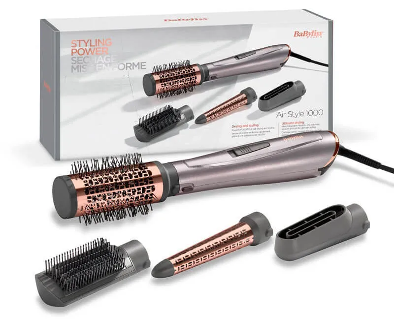 Uscător de păr-perie BaByliss Air Style AS136E, 1000W, Gri