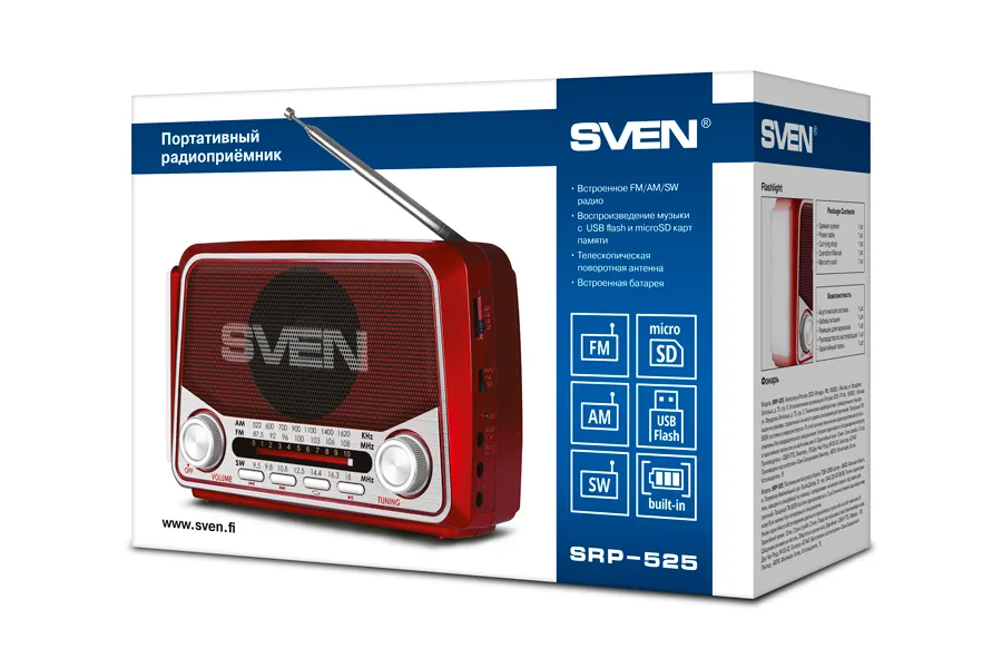 Radio portabil SVEN SRP-525, Roșu