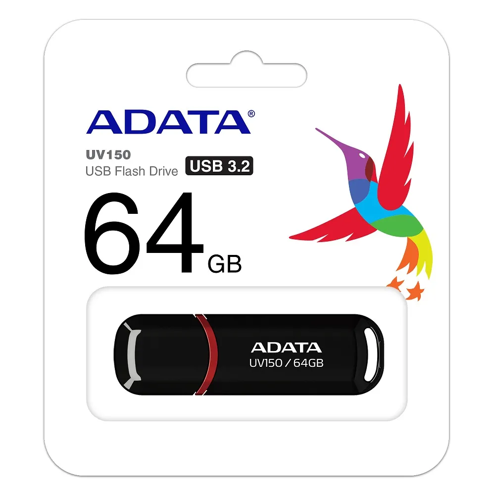 Memorie USB ADATA UV150, 64GB, Negru/Rosu