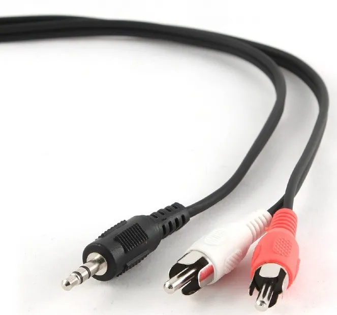 Audio Adaptor Cablexpert CCA-458/0.2, 3.5mm 3-pin (M) - 2x RCA (M), 0,2m, Negru