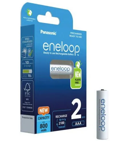 Acumulatori Panasonic BK-4MCDE/2BE, AAA, 800 mAh, 2 buc.