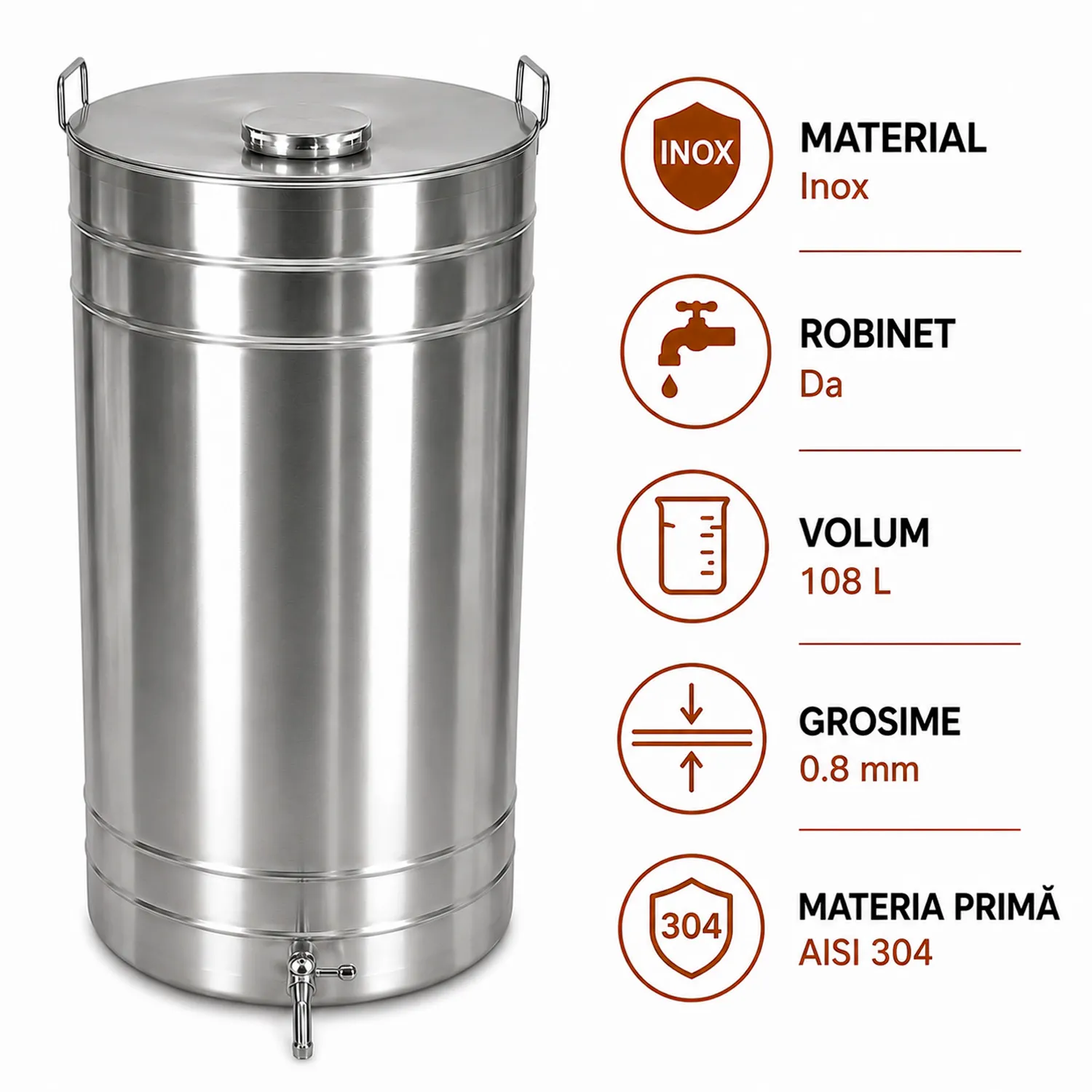 Butoi pentru vin din Inox 108 L