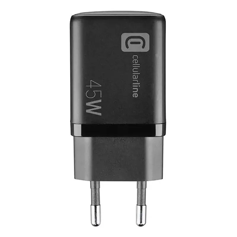 Încărcător Cellularline Wall Charger GAN, 2 Ports, 45W, 45W, Negru