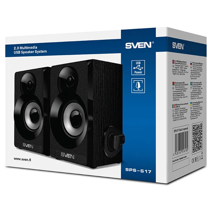 Boxe pentru calculator 2.0 SVEN SPS-517, Negru