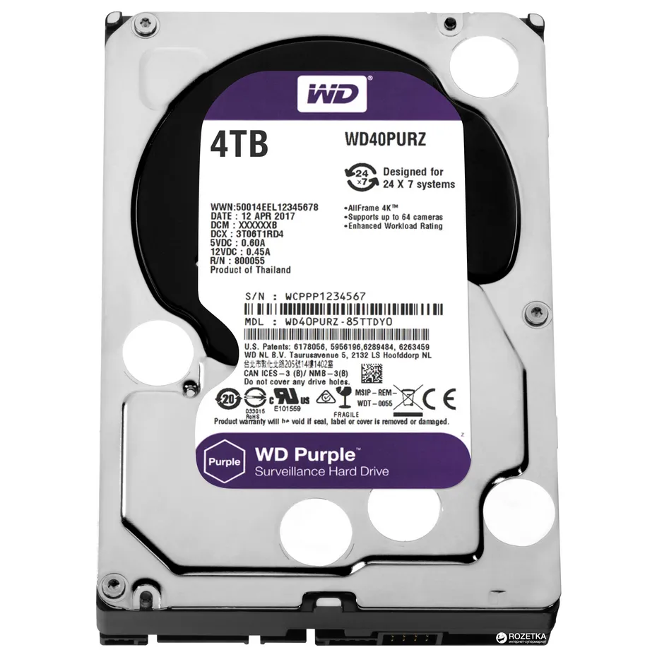Unitate HDD Western Digital WD Purple, 3.5", 4 TB <WD40PURZ>