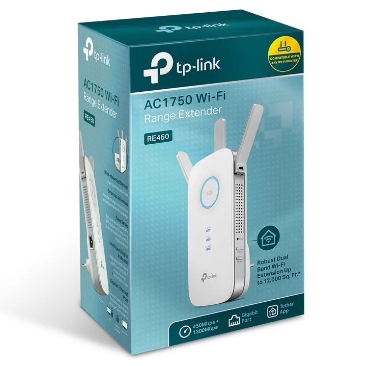 Amplificator de semnal Wi‑Fi TP-LINK RE450, 450 Mbps, 1300 Mbps, Alb