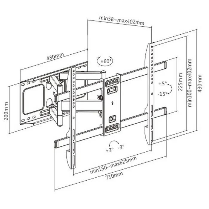 Suport TV de perete Gembird WM-80ST-02, Negru