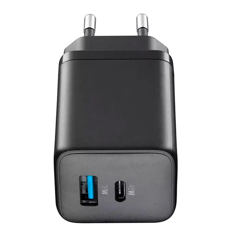 Încărcător Cellularline Wall Charger GAN, 2 Ports, 45W, 45W, Negru
