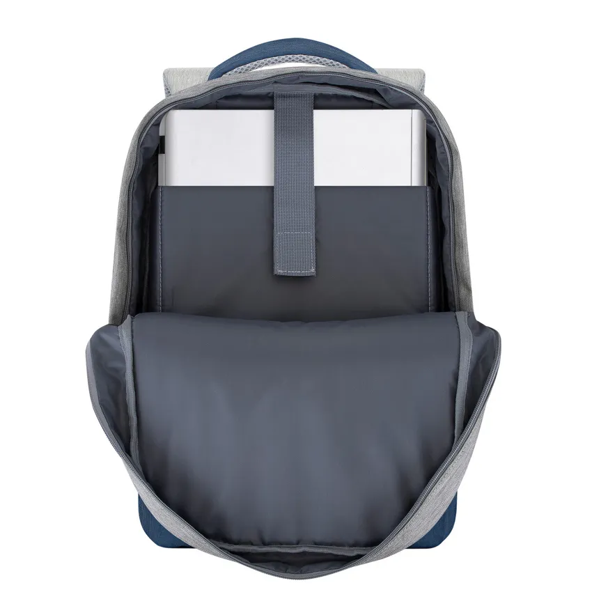 Rucsac pentru Laptop RivaCase Prater, 15.6", Poliester, Gri/Albastru