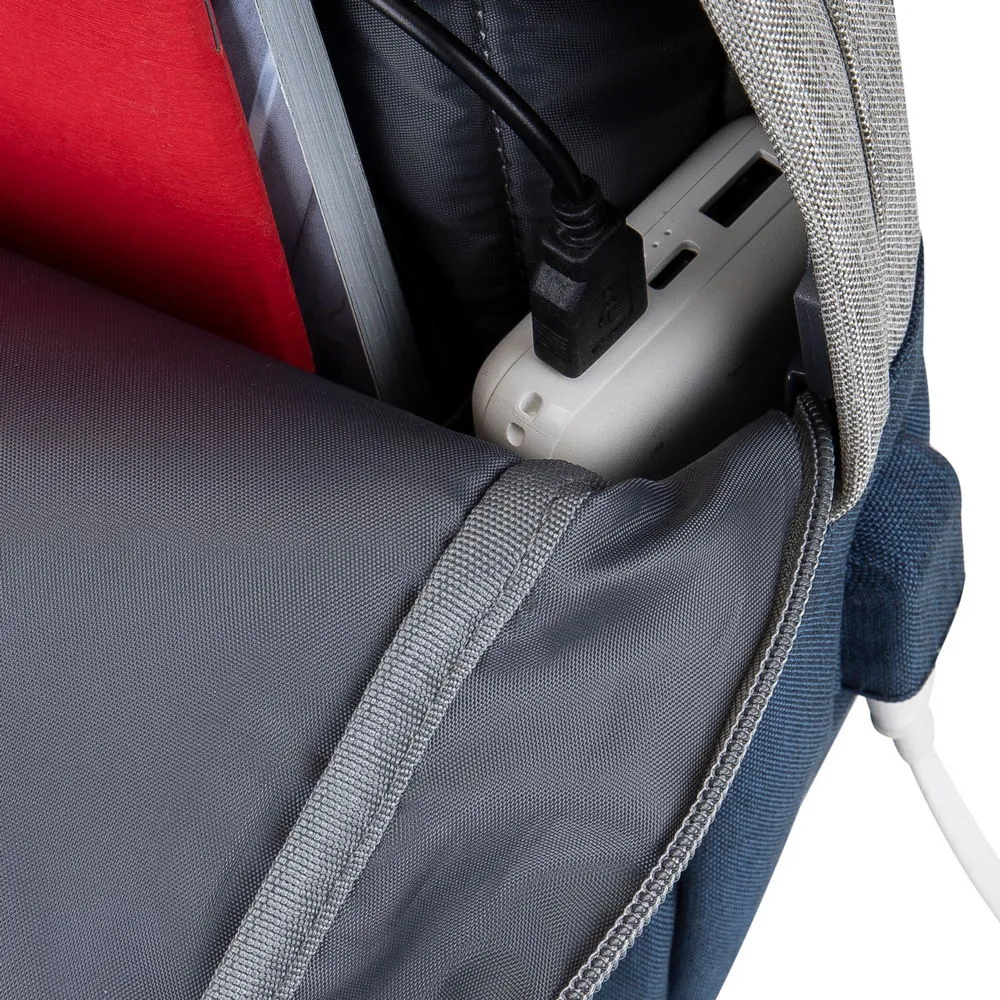 Rucsac pentru Laptop RivaCase Prater, 15.6", Poliester, Gri/Albastru