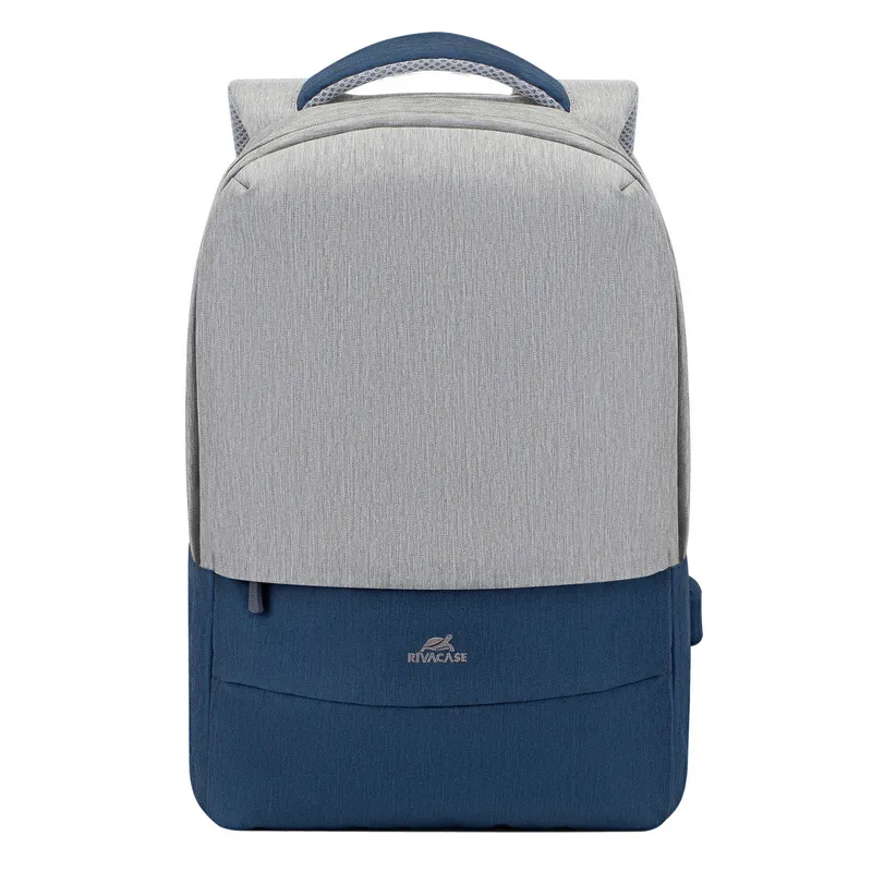 Rucsac pentru Laptop RivaCase Prater, 15.6", Poliester, Gri/Albastru
