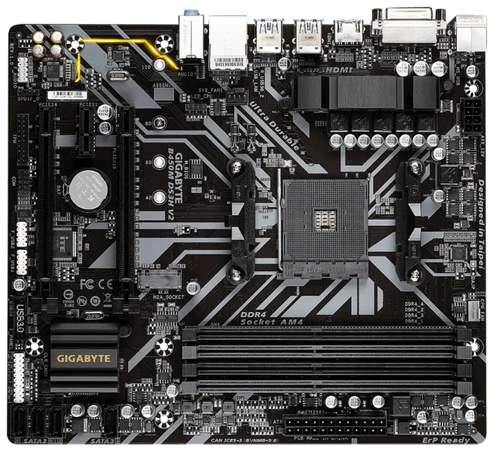 Placă de bază Gigabyte B450M DS3H V2 1.0, AM4, AMD B450, Micro-ATX