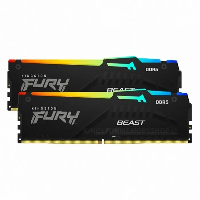 Memorie RAM Kingston FURY Beast RGB, DDR5 SDRAM, 5200 MHz, 64GB, KF552C40BBAK2-64