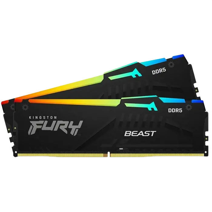 Memorie RAM Kingston FURY Beast RGB, DDR5 SDRAM, 5200 MHz, 64GB, KF552C40BBAK2-64