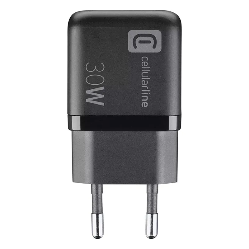 Încărcător Cellularline Wall Charger GAN, 2 Ports, 30W, 30W, Negru
