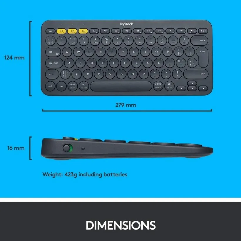 Tastatură Logitech K380, Fără fir, Negru