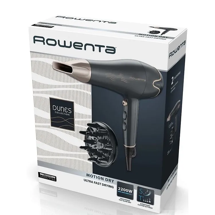 Uscător de păr Rowenta Motion Dry CV5707F0, 2200 W, Aur Negru