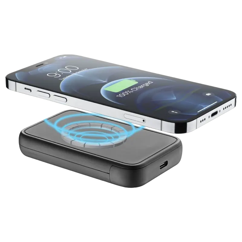 Acumulator extern Cellularline MAG 5000 Wireless, 5000mAh, Negru