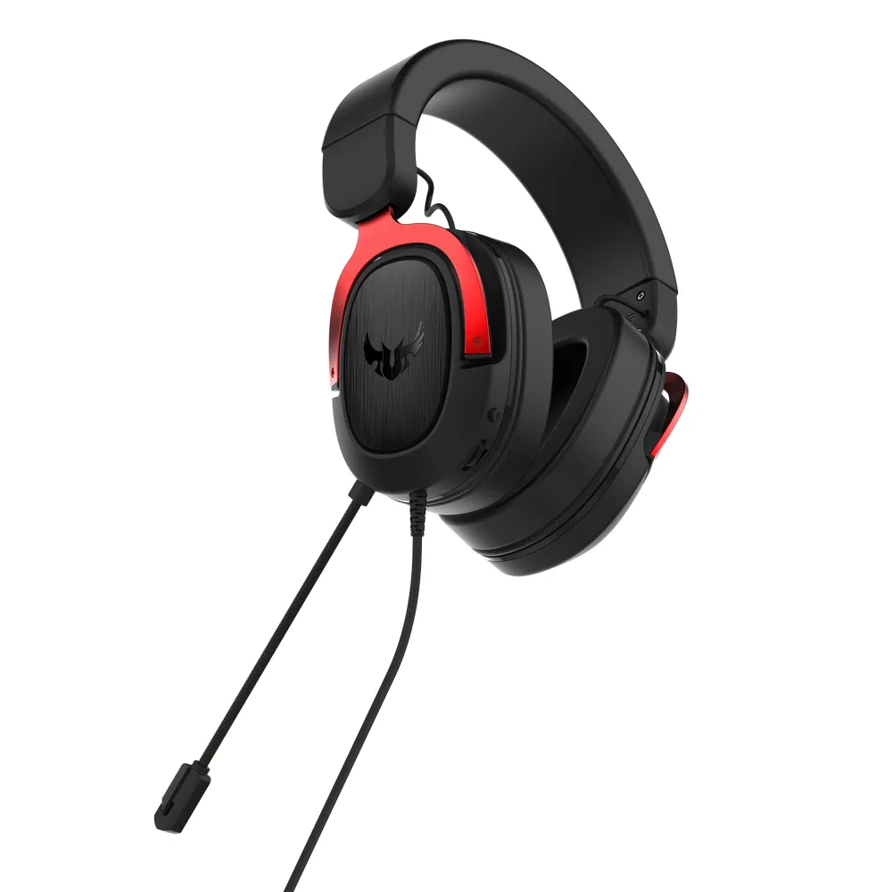 Căști gaming ASUS TUF Gaming H3, Cu fir, Negru/Roșu