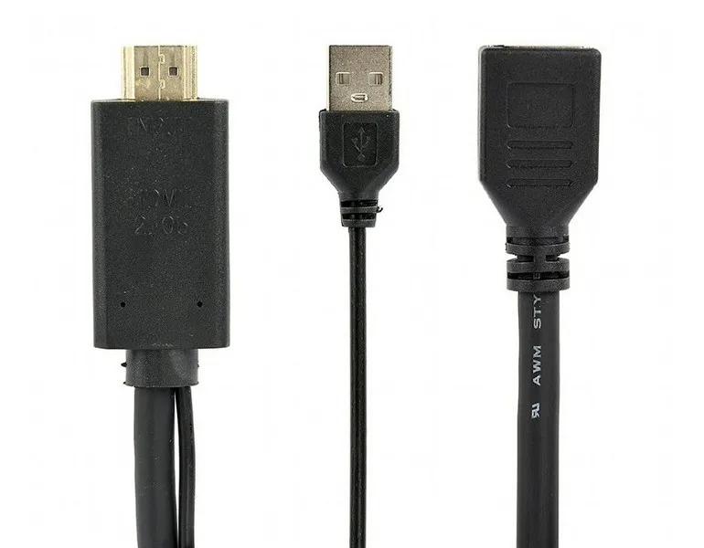 Adaptor Video Cablexpert A-HDMIM-DPF-01, HDMI (M) - DisplayPort, USB Type-A, 0,1m, Negru