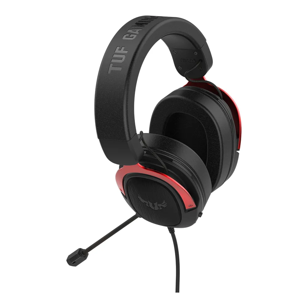 Căști gaming ASUS TUF Gaming H3, Cu fir, Negru/Roșu