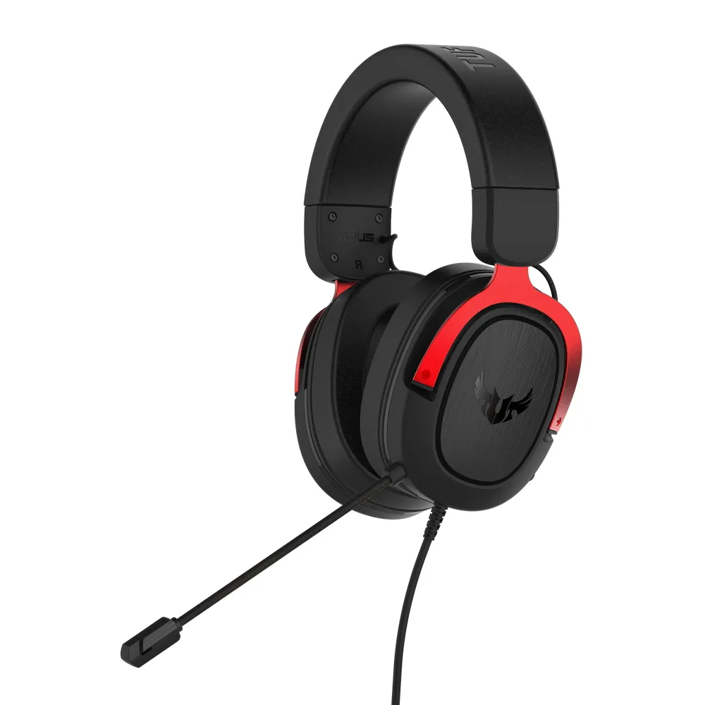 Căști gaming ASUS TUF Gaming H3, Cu fir, Negru/Roșu