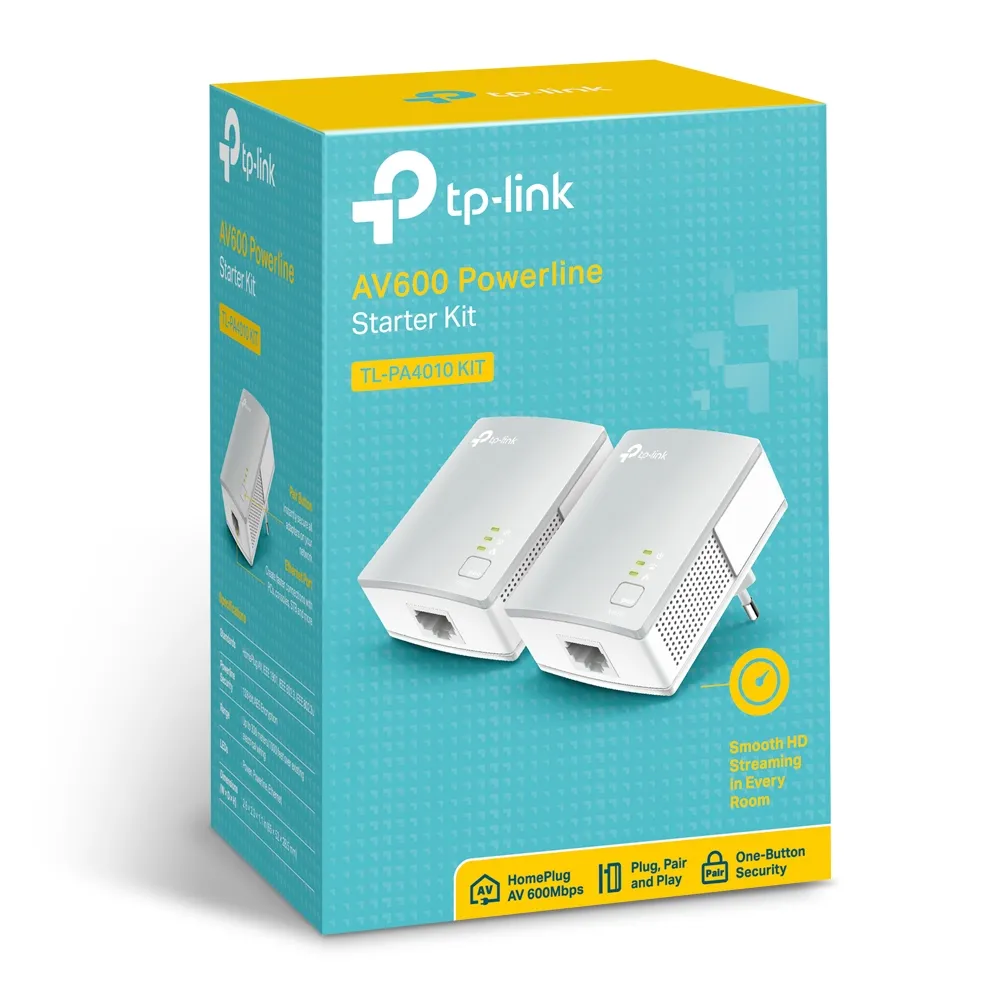 Powerline Adapter  TP-LINK TL-PA4010 KIT, AV600, 600 Mbps, Alb