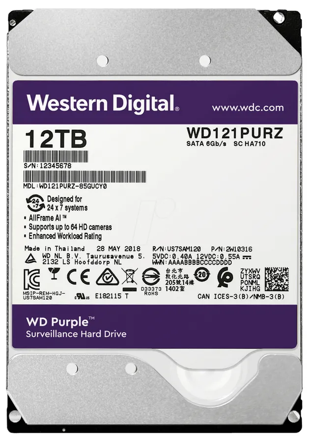 Unitate HDD Western Digital WD Purple, 3.5", 12 TB <WD121PURZ>