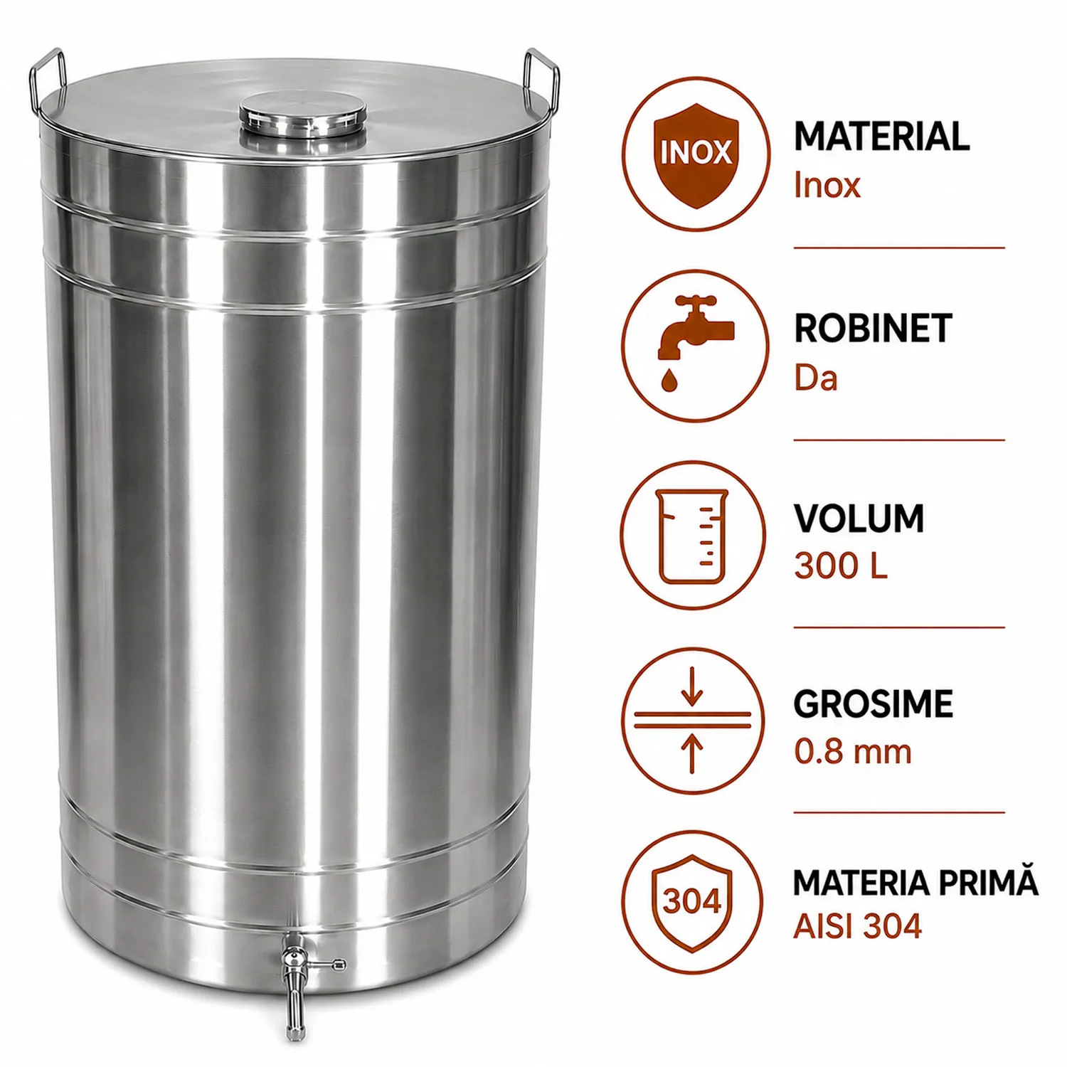 Butoi pentru vin din Inox 300 L