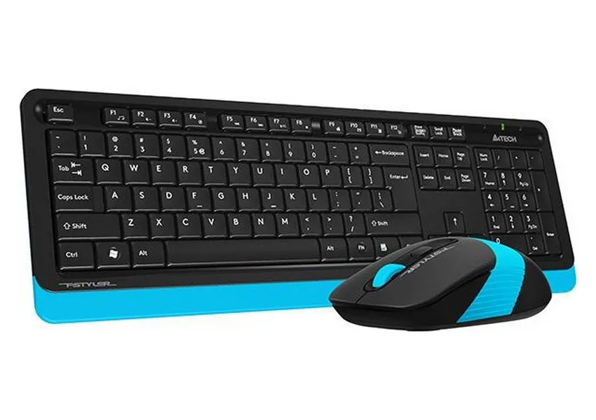 Set Tastatură + Mouse A4Tech FG1010, Fără fir, Negru/Albastru