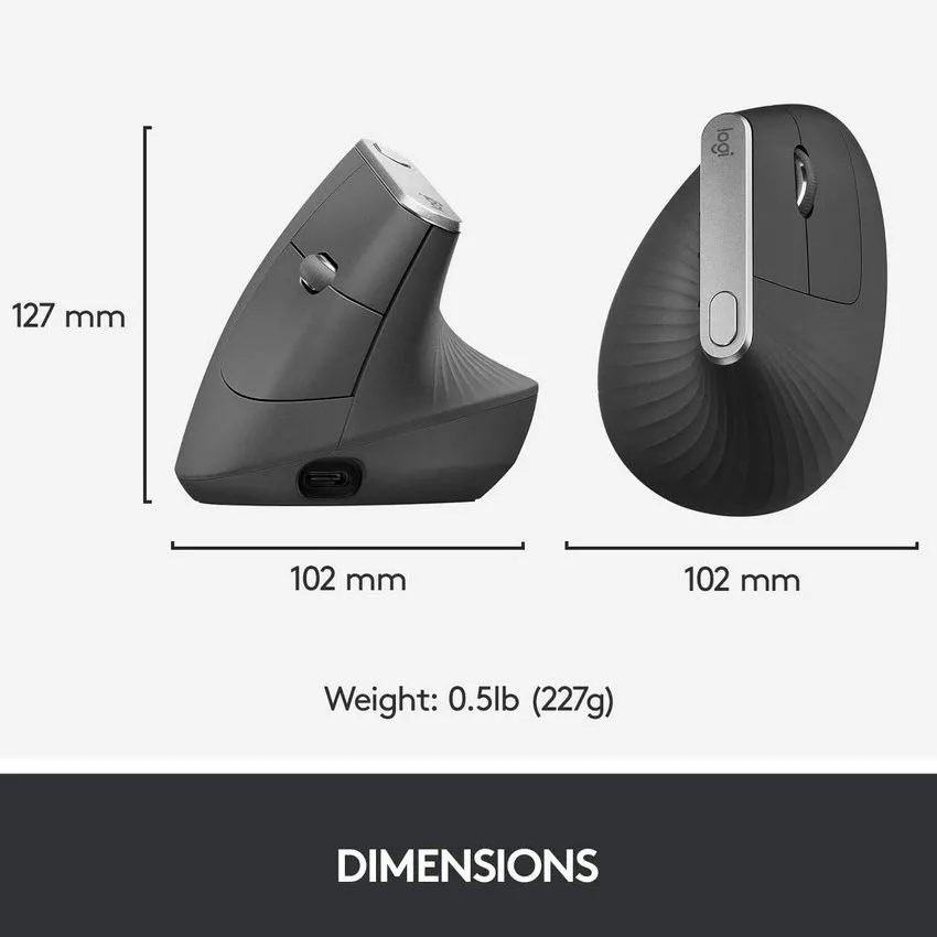 Mouse Wireless Logitech MX Vertical, Negru