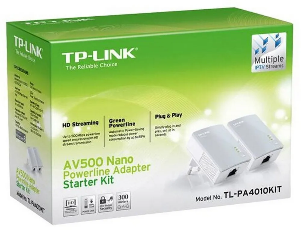 Powerline Adapter  TP-LINK TL-PA4010 KIT, AV600, 600 Mbps, Alb